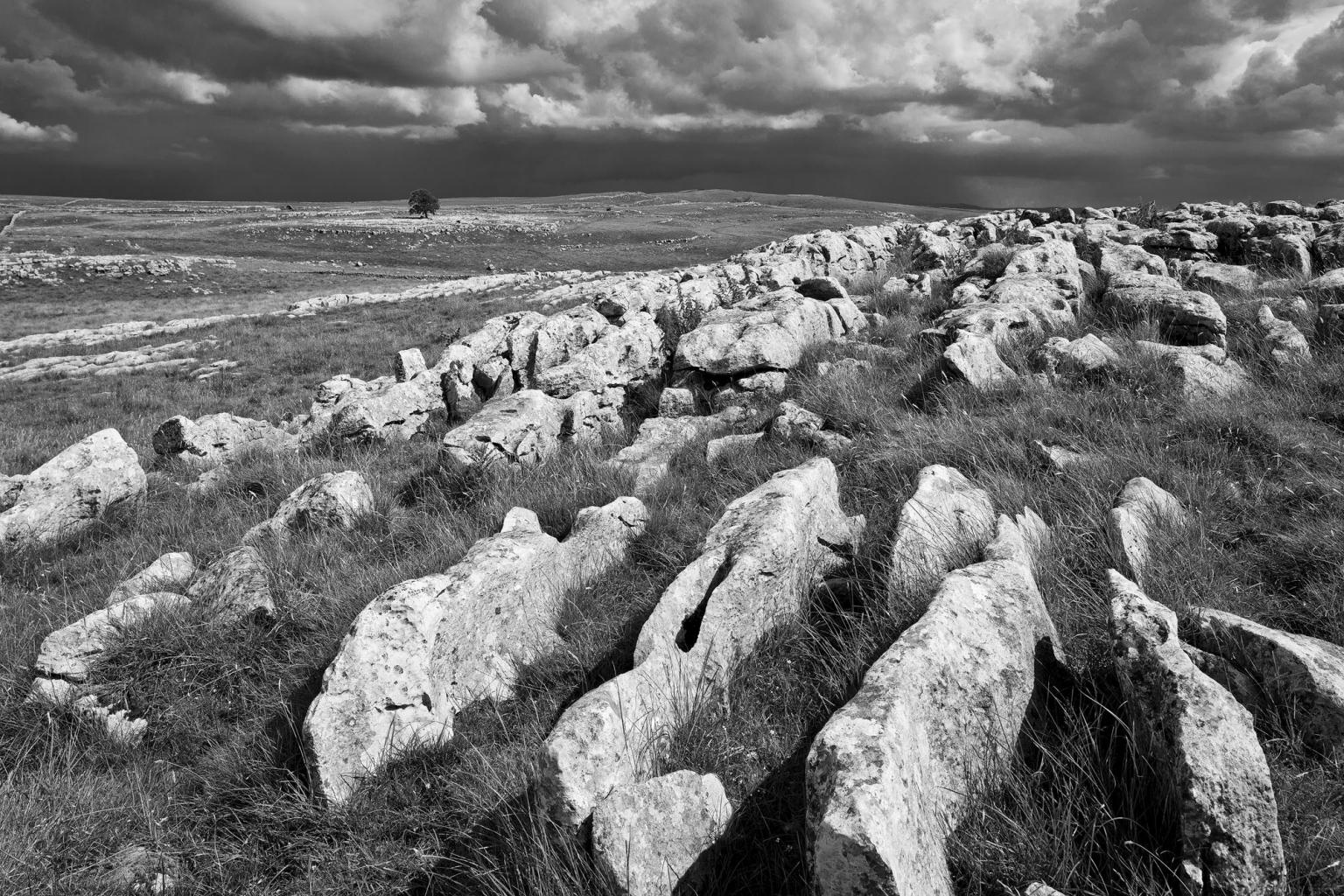 Black and white landscape picture of the Yorkshire Dales David